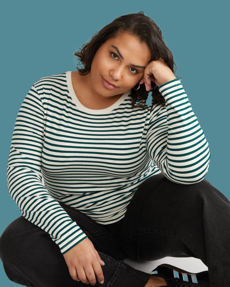 Long Sleeve Tee Rex - Bone/Botanic Stripe