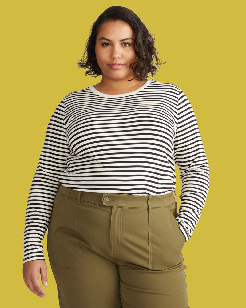 Long Sleeve Tee Rex - Bone/Botanic Stripe