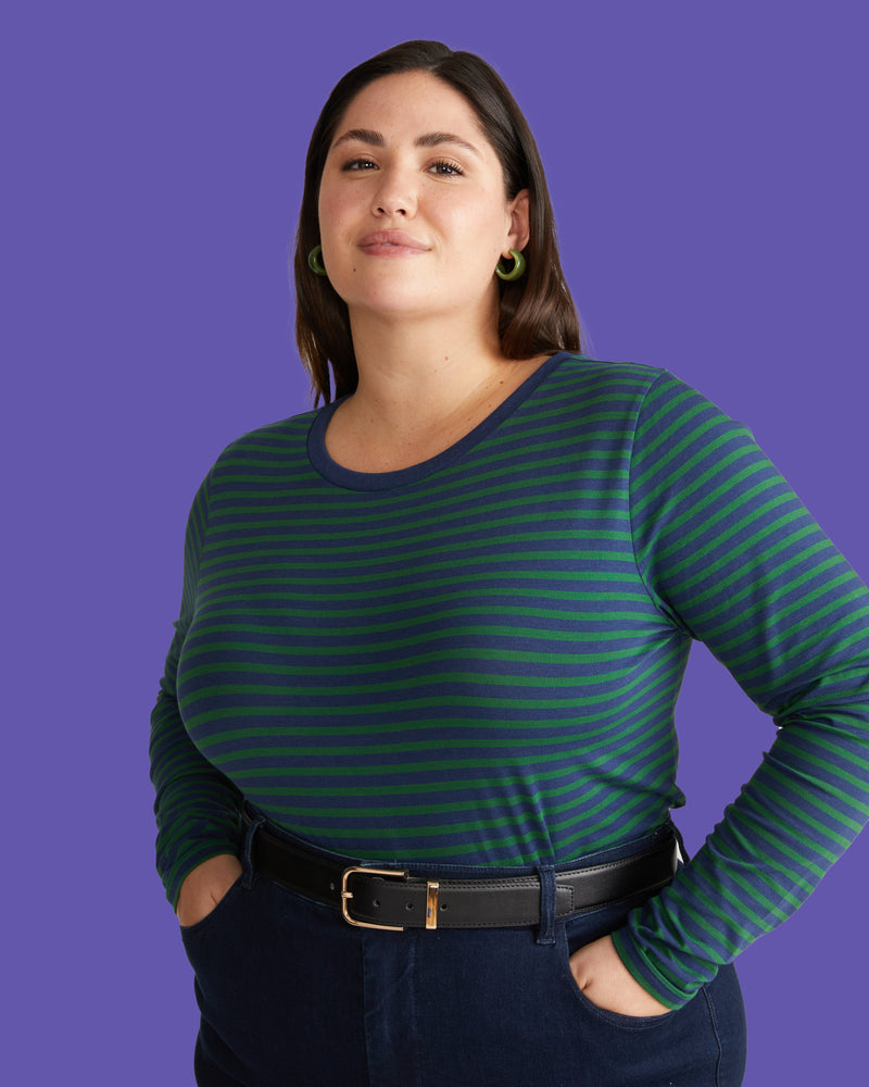 Long Sleeve Tee Rex - Cenote/Jardin Stripe