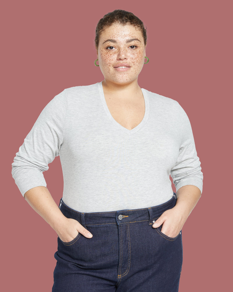 Long Sleeve V Rex - Heather Grey