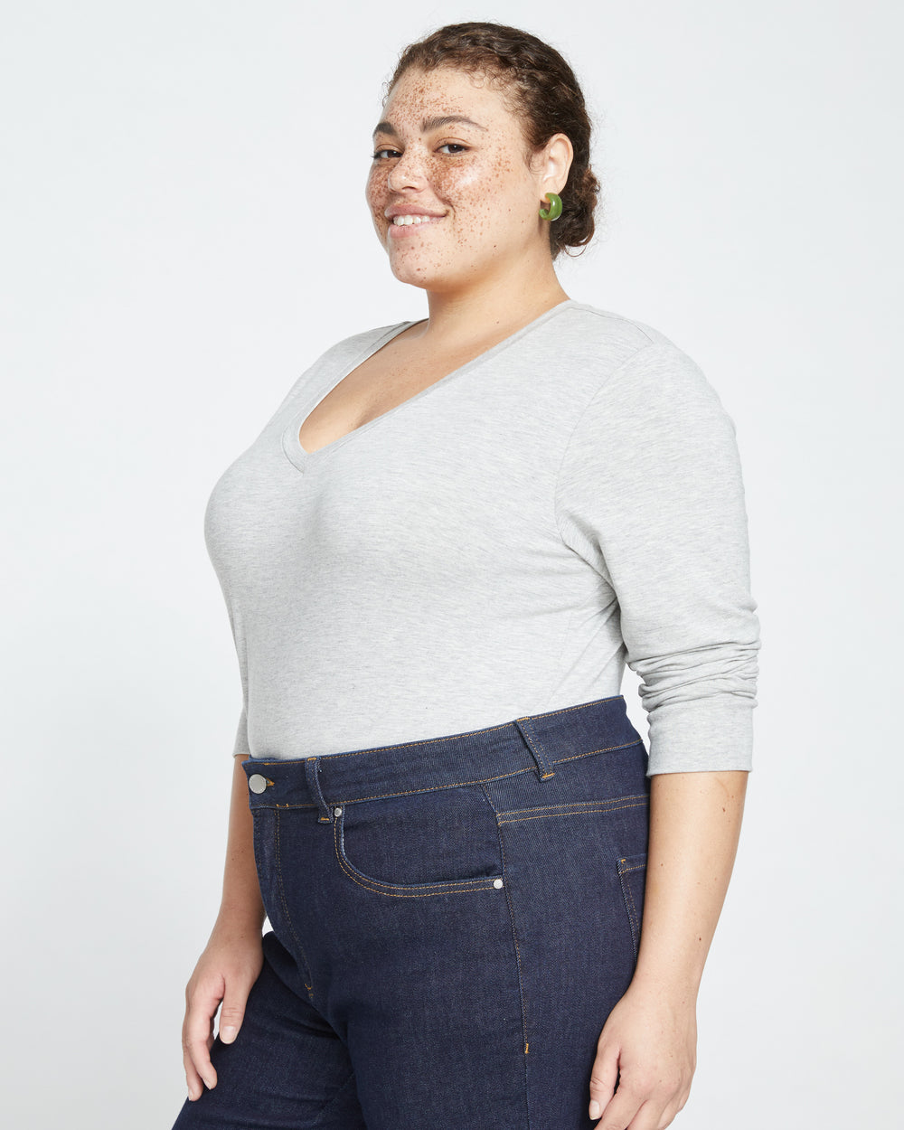 Long Sleeve V Rex - Heather Grey