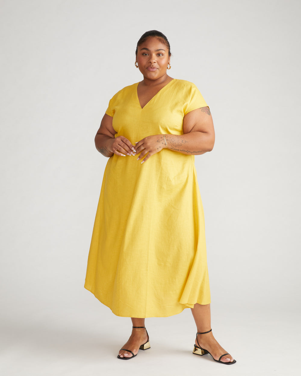 Louvre Bow Back Linen Dress - Golden Hour