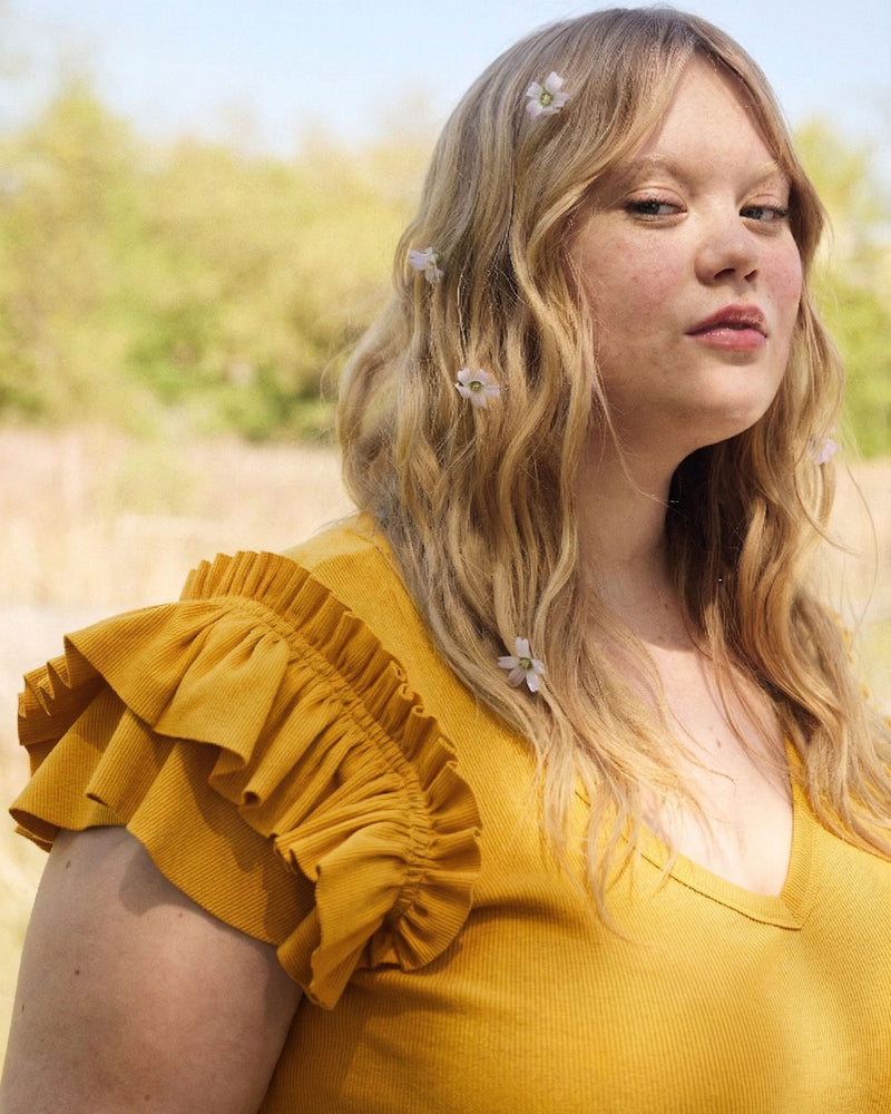 Magnolia Ribbed Top - Goldenrod | Plus Size & Straight Size Women's Fashion | Universal Standard