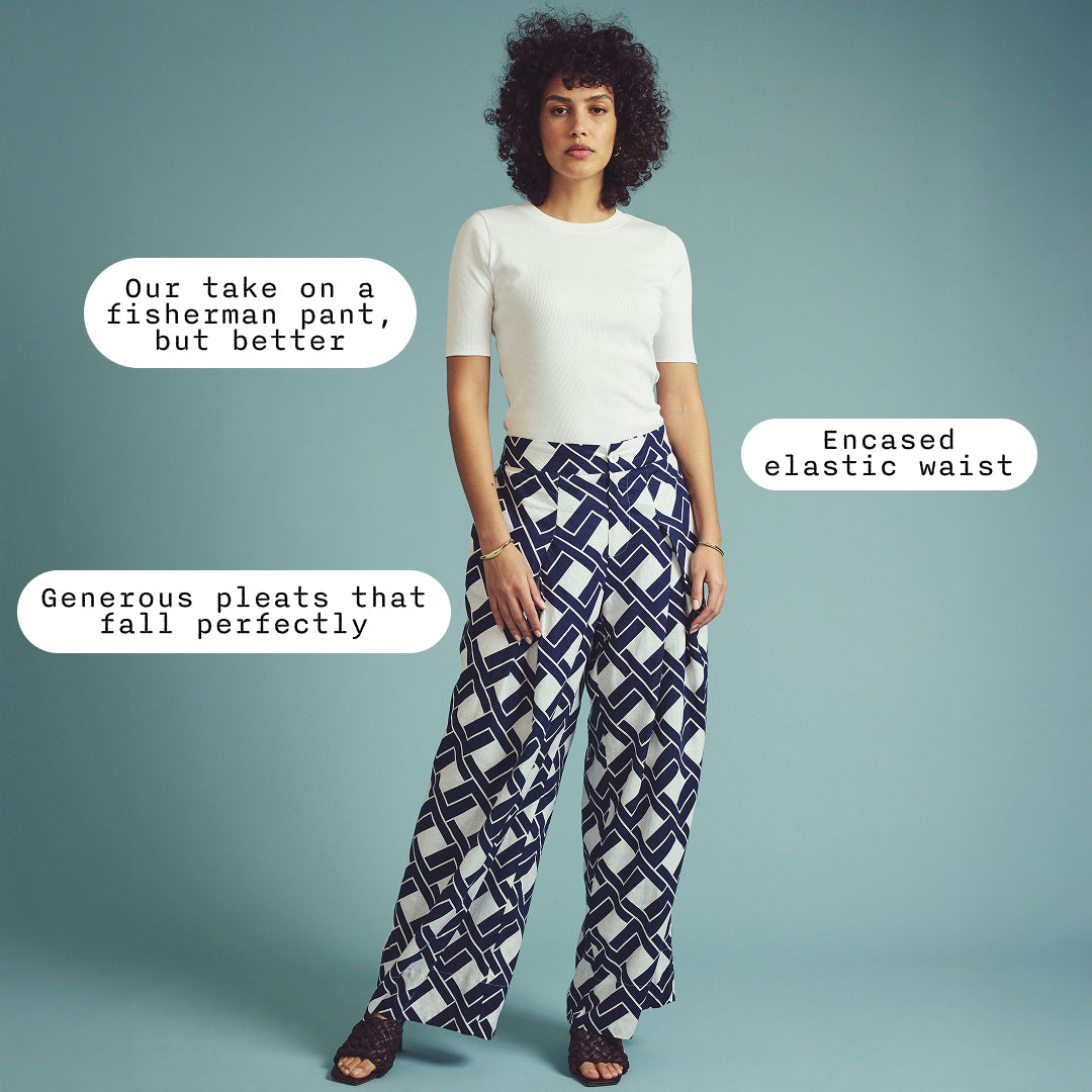 Marley Wide Leg Linen Blend Pants - Geometrica Print – Universal