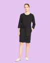 Misa Tie Sweatshirt Dress - Black