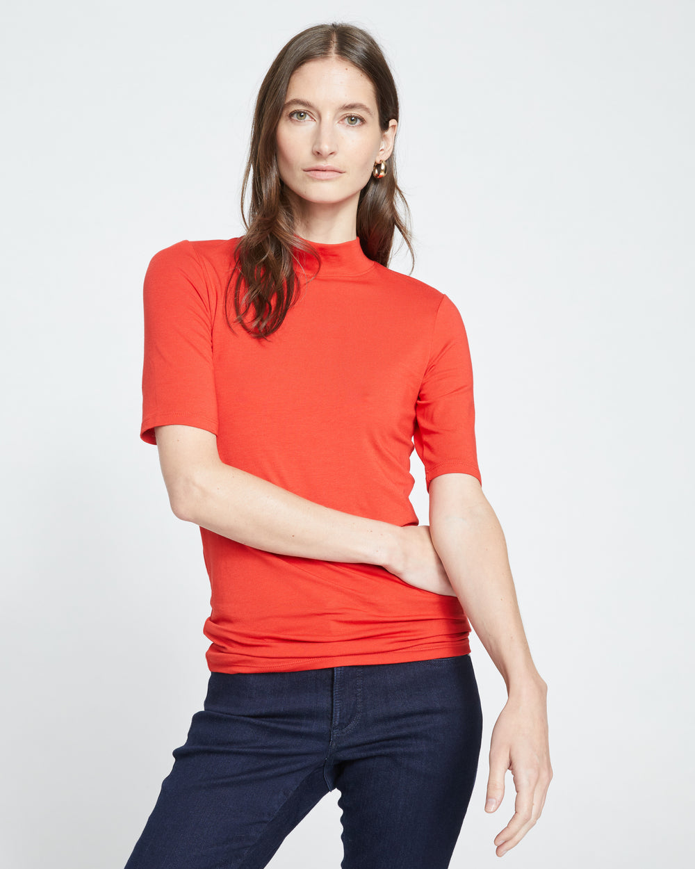 Modern Mock Neck Tee - Sanguinello
