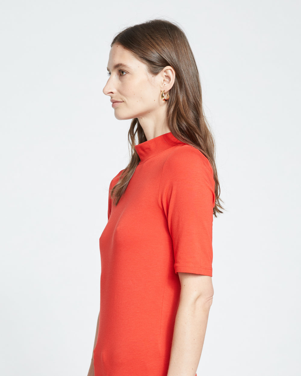 Modern Mock Neck Tee - Sanguinello