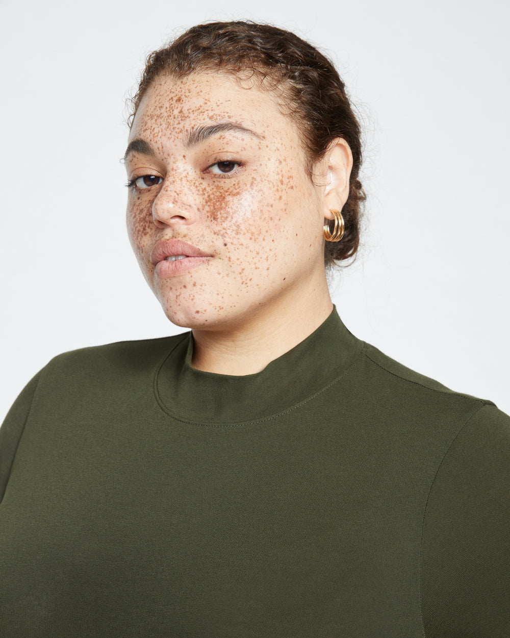 Modern Mock Neck Tee - Evening Forest