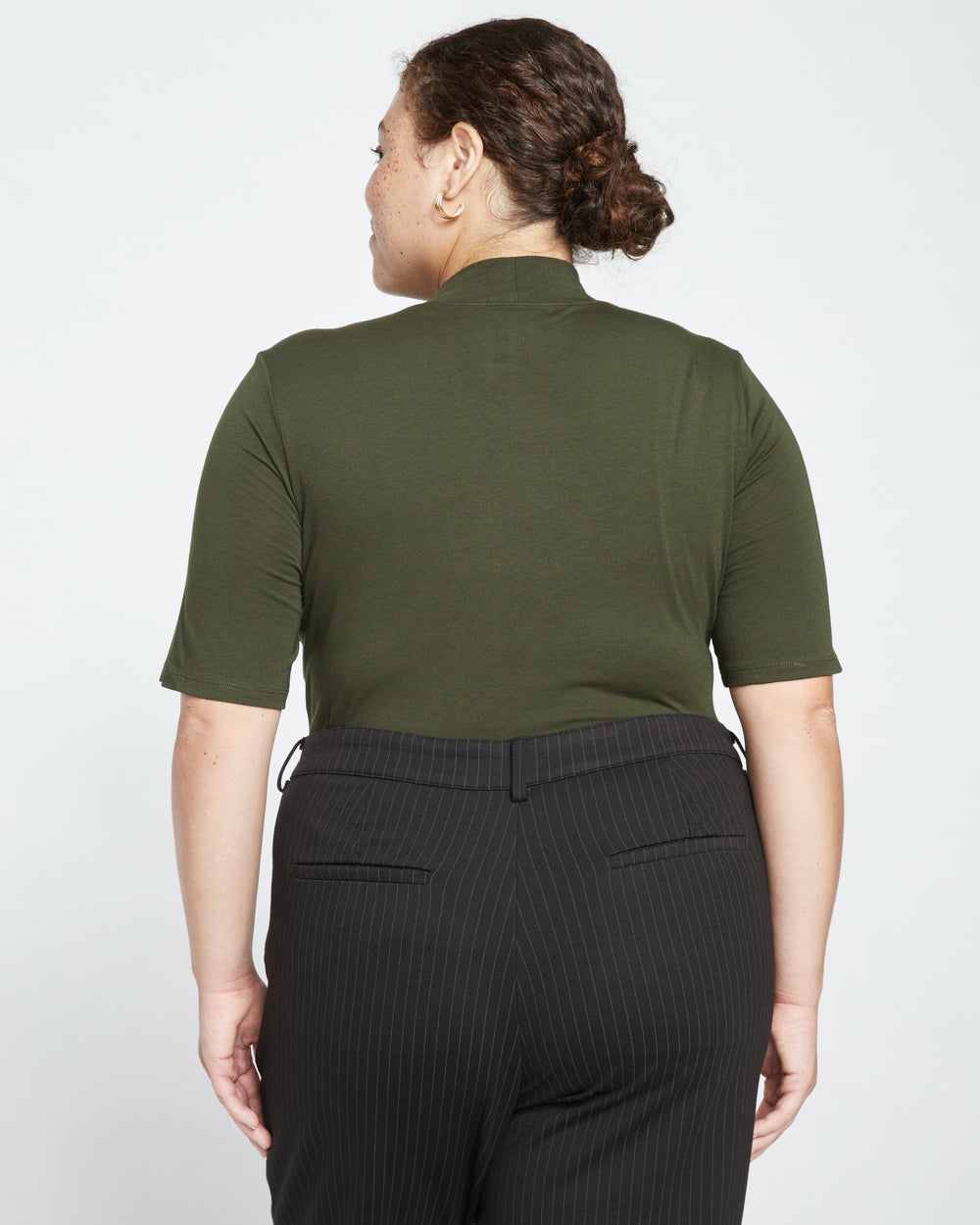 Modern Mock Neck Tee - Evening Forest