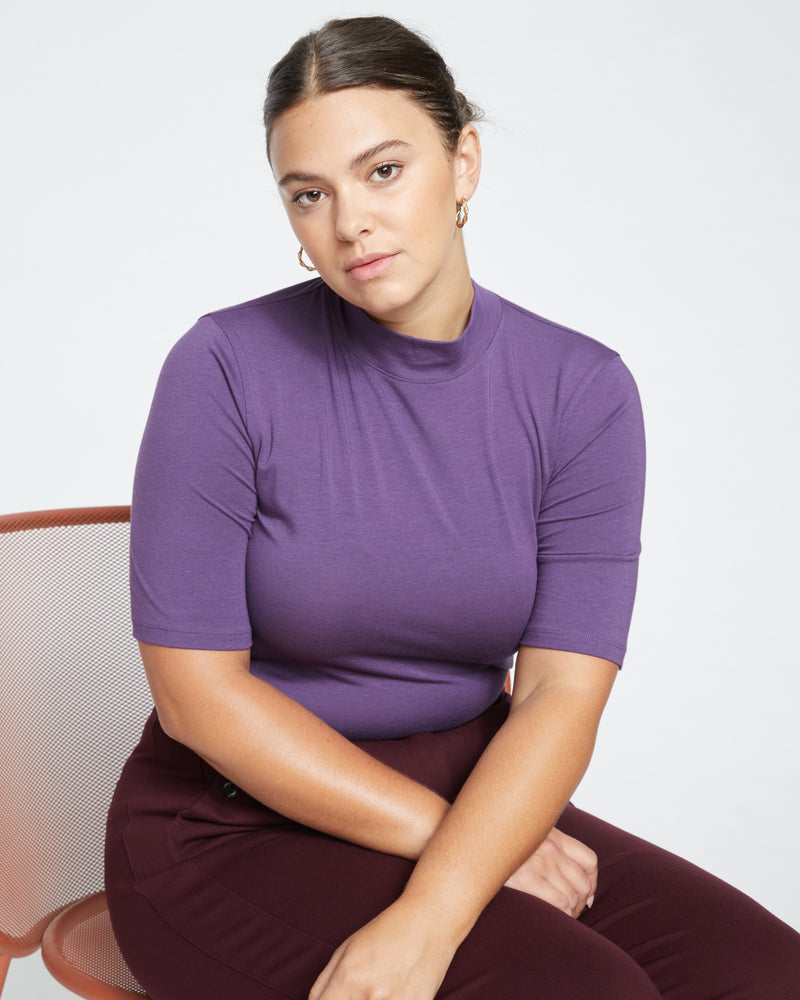 Modern Mock Neck Tee - Potion Purple