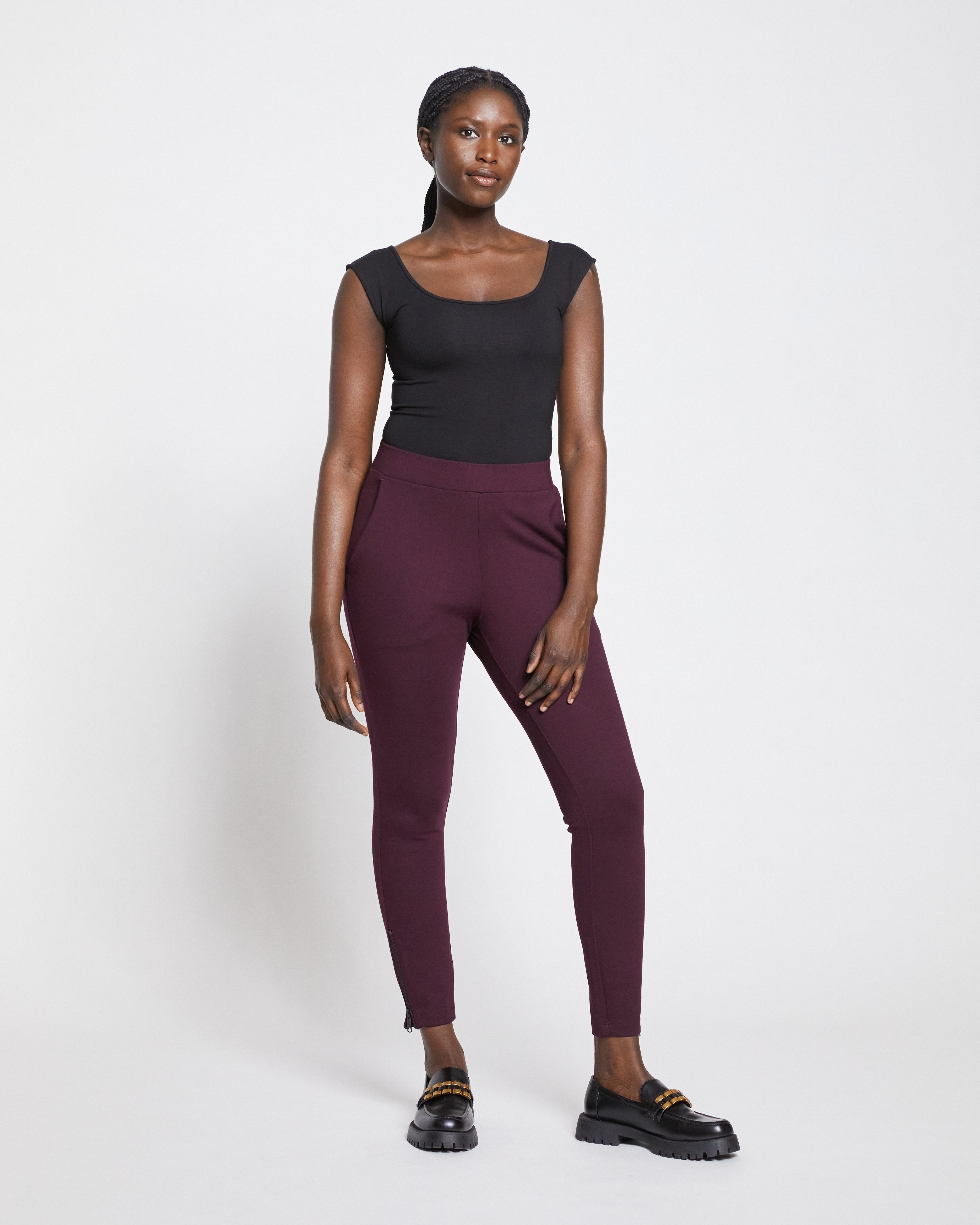 Minimalist Moro Pocket Signature Ponte Pants - Black Cherry