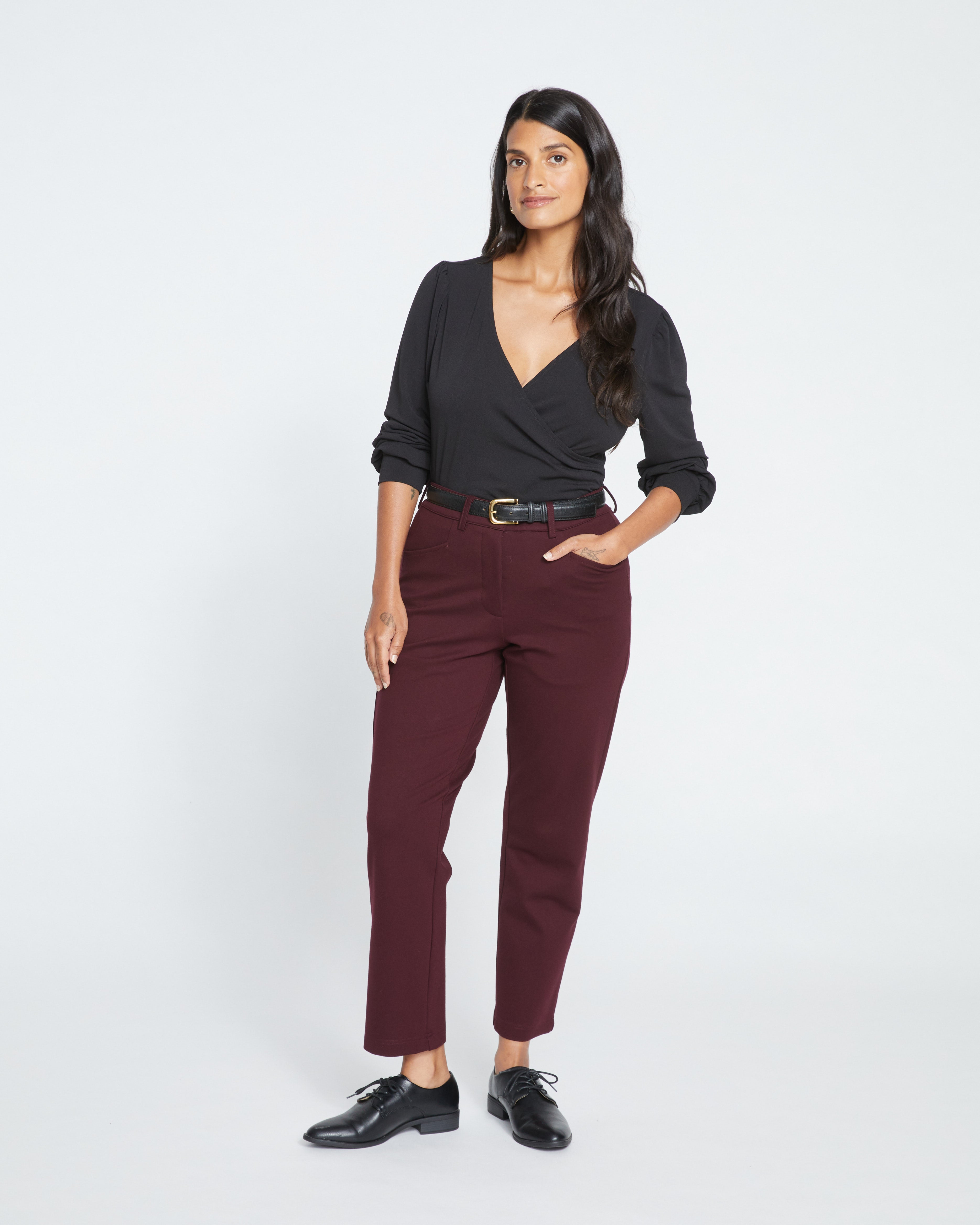 Cigarette Ponte Pants - Black Cherry | Plus Size & Straight Size Women's Fashion | Universal Standard