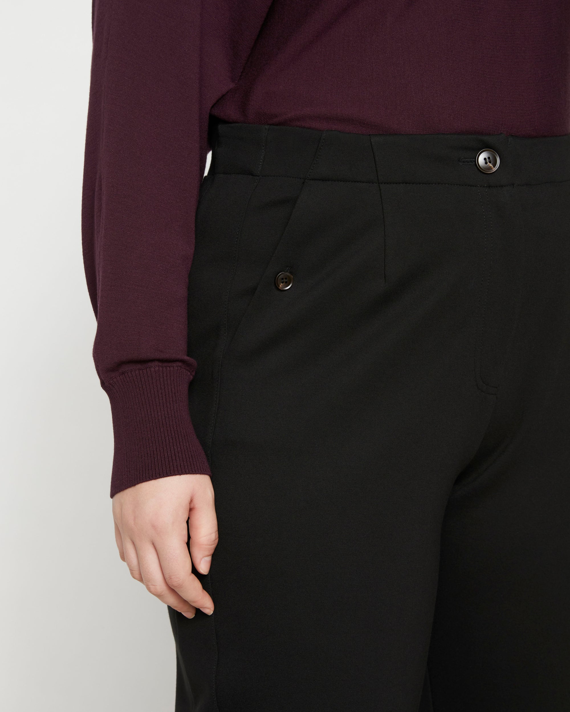 Woman wearing Audrey Tailored Ponte Pants - Black from Universal Standard