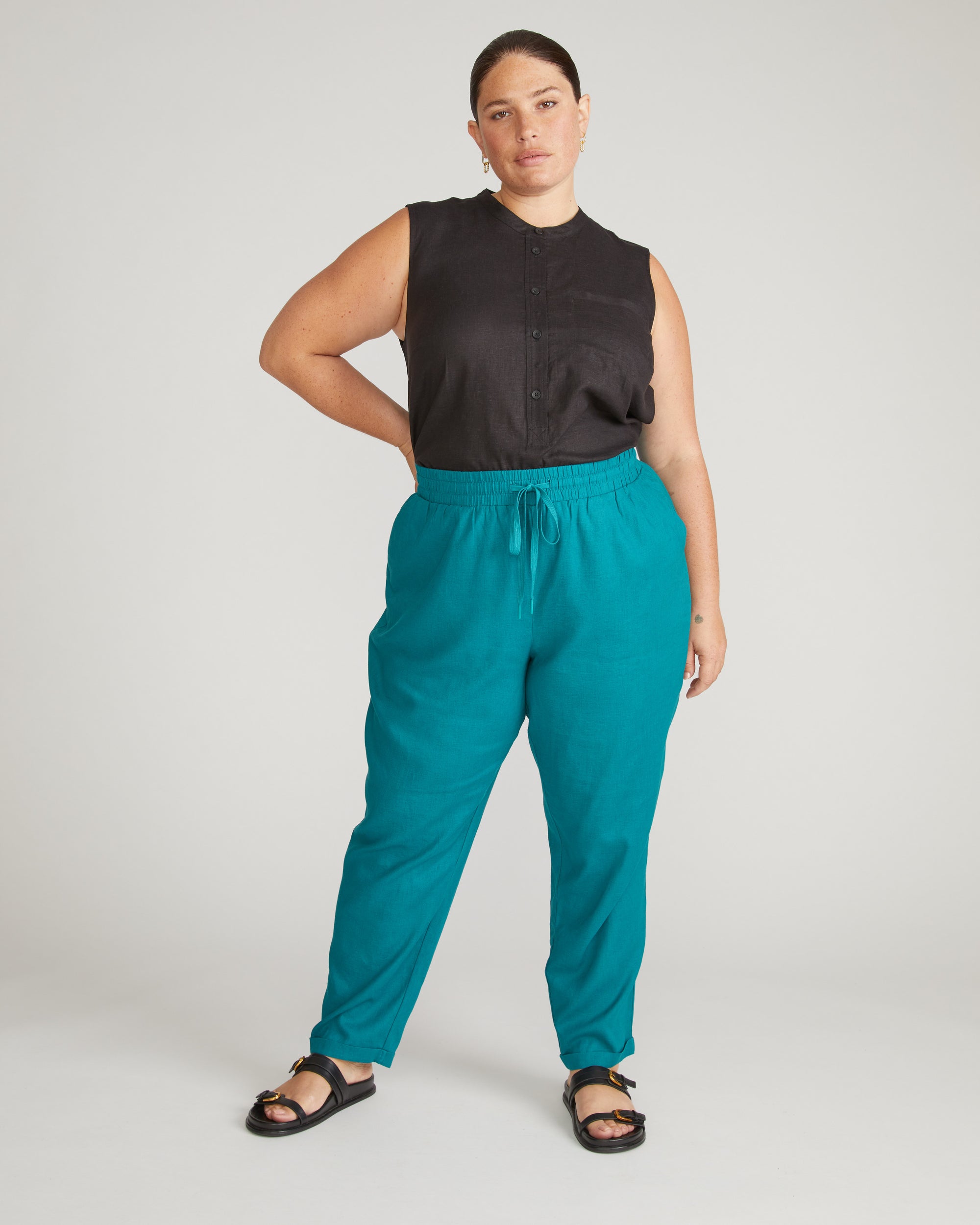 Sayville Linen Drawstring Pant - Aurora