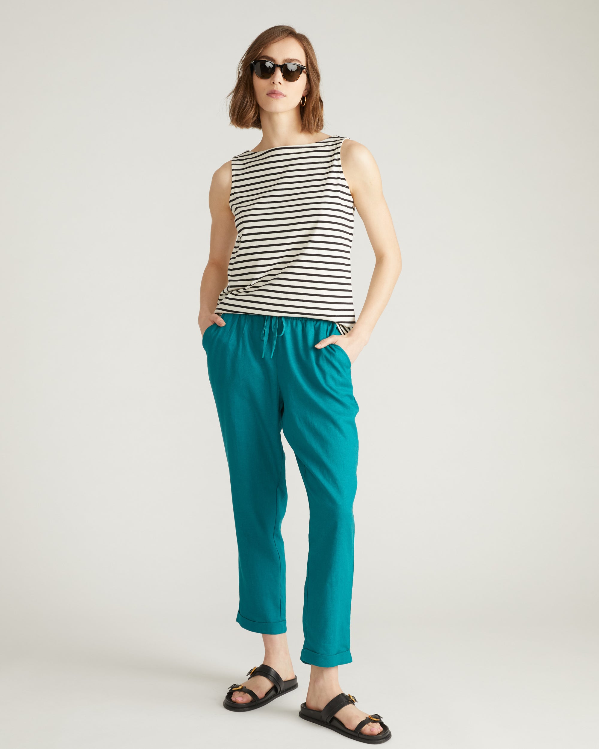 Sayville Linen Drawstring Pant - Aurora