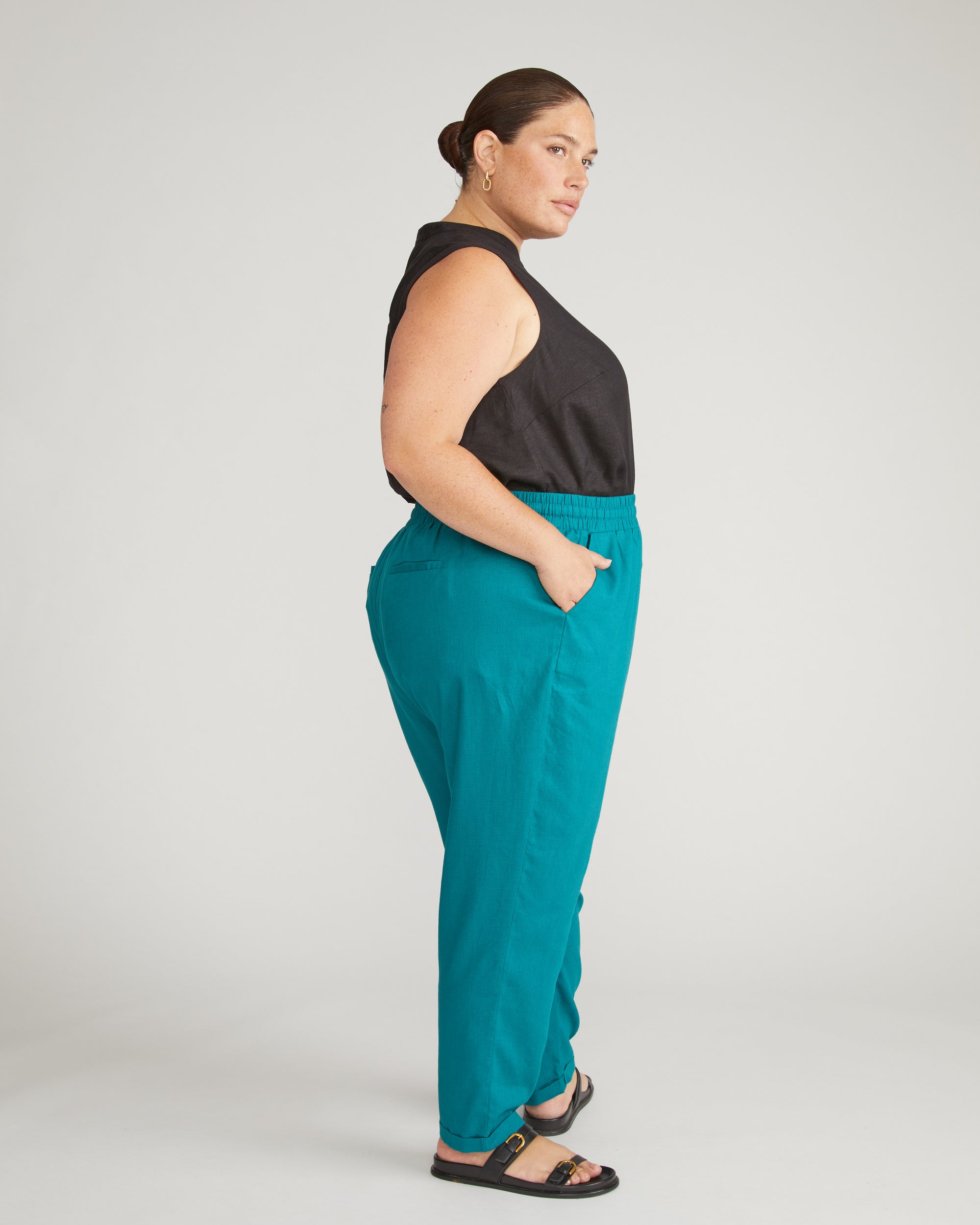 Sayville Linen Drawstring Pant - Aurora