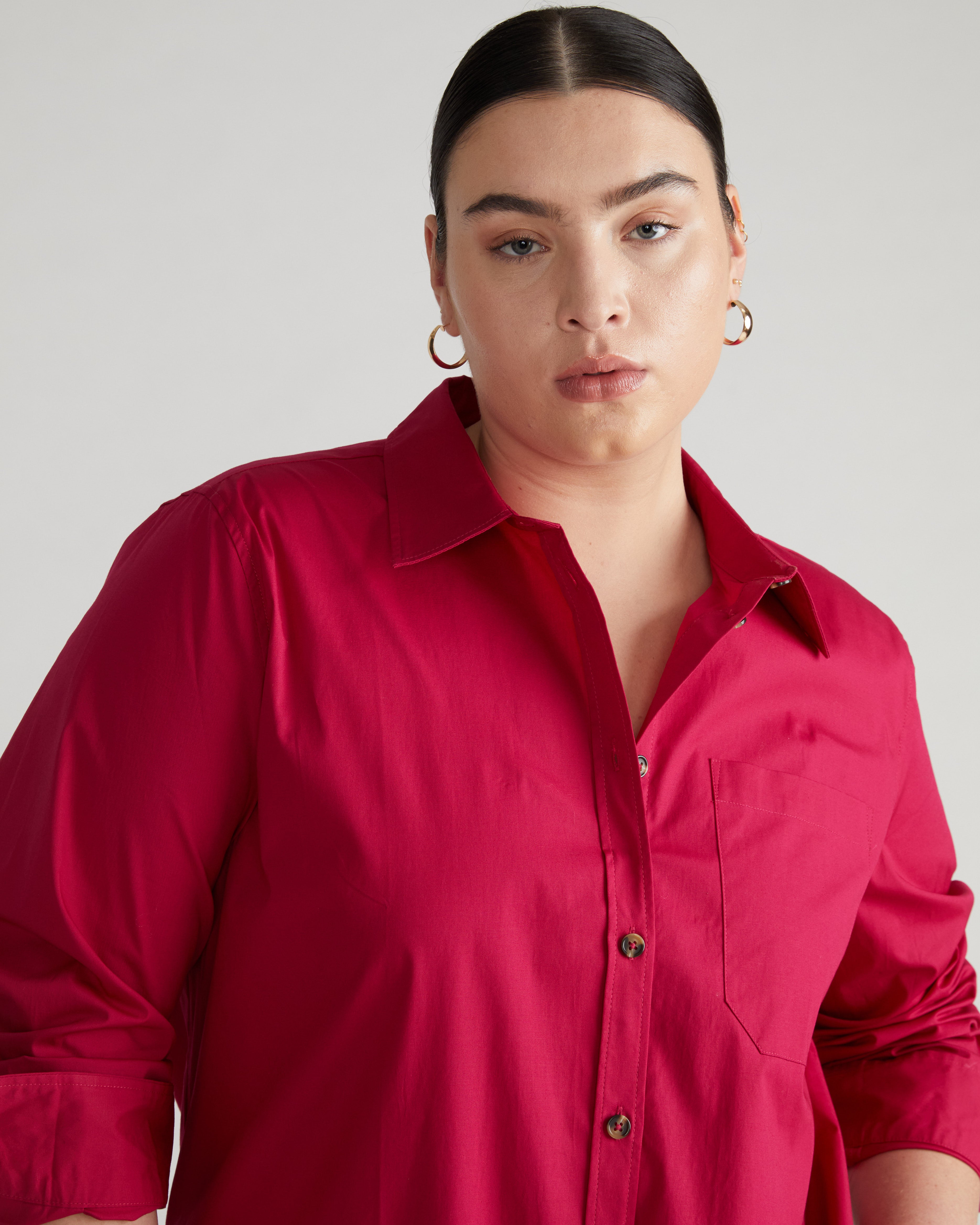 Odeon Stretch Poplin Shirtdress - Cerise – Universal Standard
