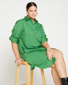 Petite Odeon Stretch Poplin Shirtdress - Spearmint Candy