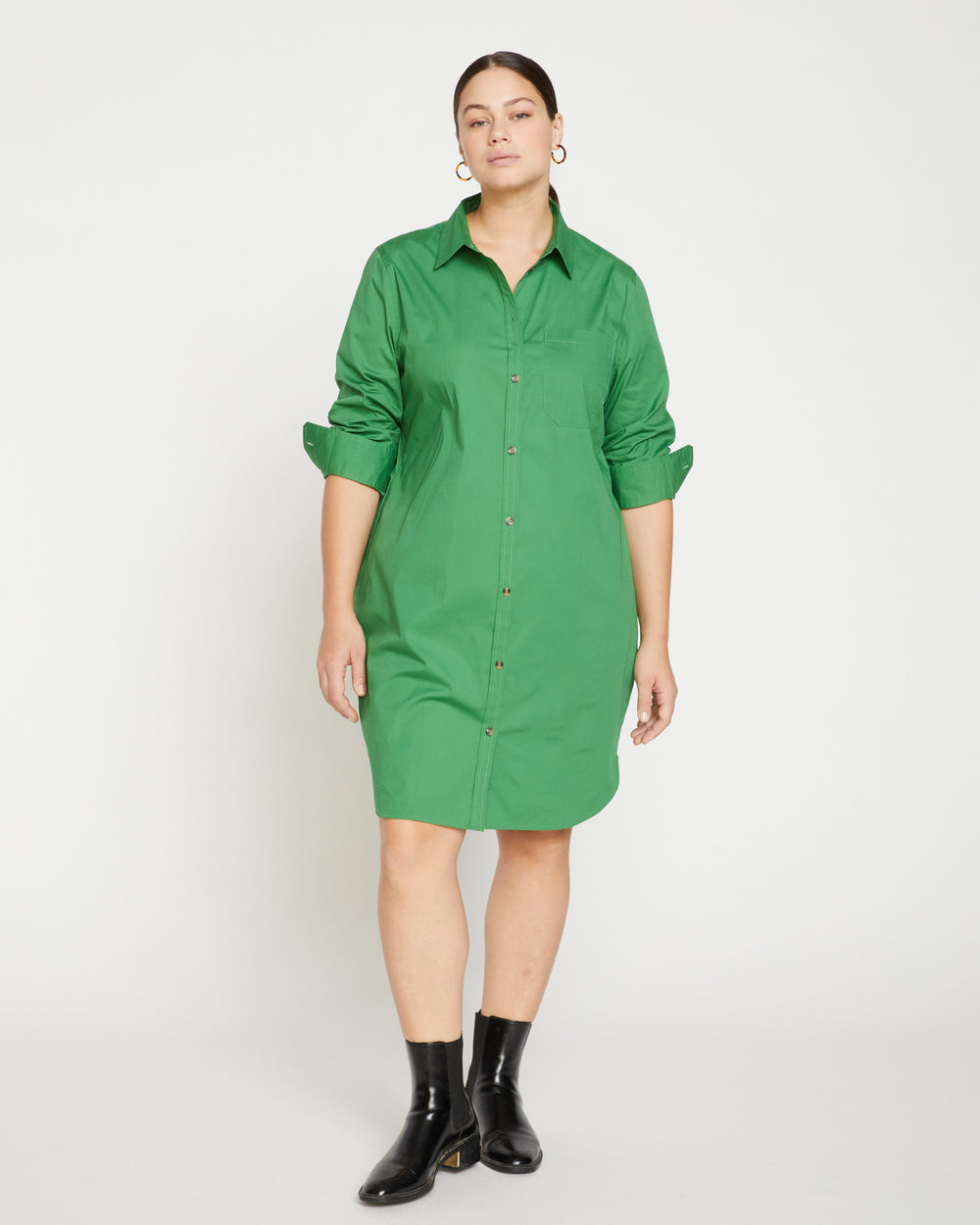 Petite Odeon Stretch Poplin Shirtdress - Spearmint Candy