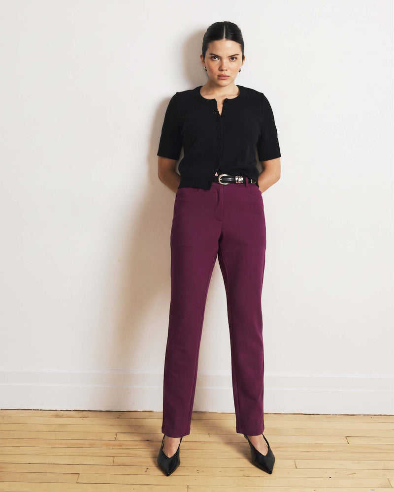 Long Cigarette Ponte Pants - Plum Caspia | Plus Size & Straight Size Women's Fashion | Universal Standard