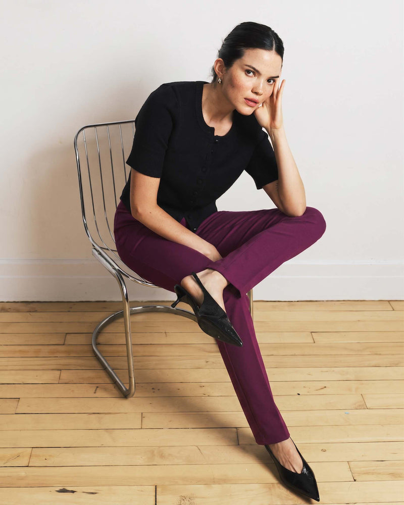 Long Cigarette Ponte Pants - Plum Caspia | Plus Size & Straight Size Women's Fashion | Universal Standard