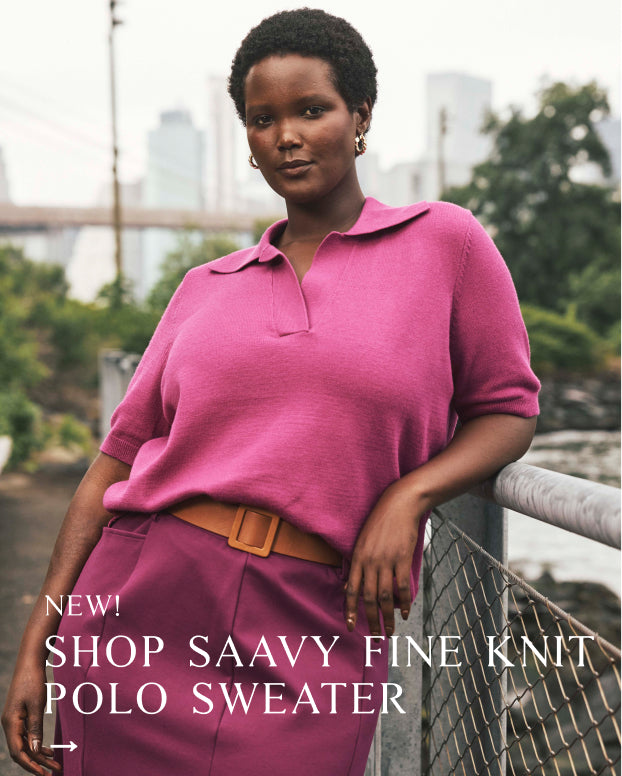 NEW shop saavy fine knit polo sweater ->