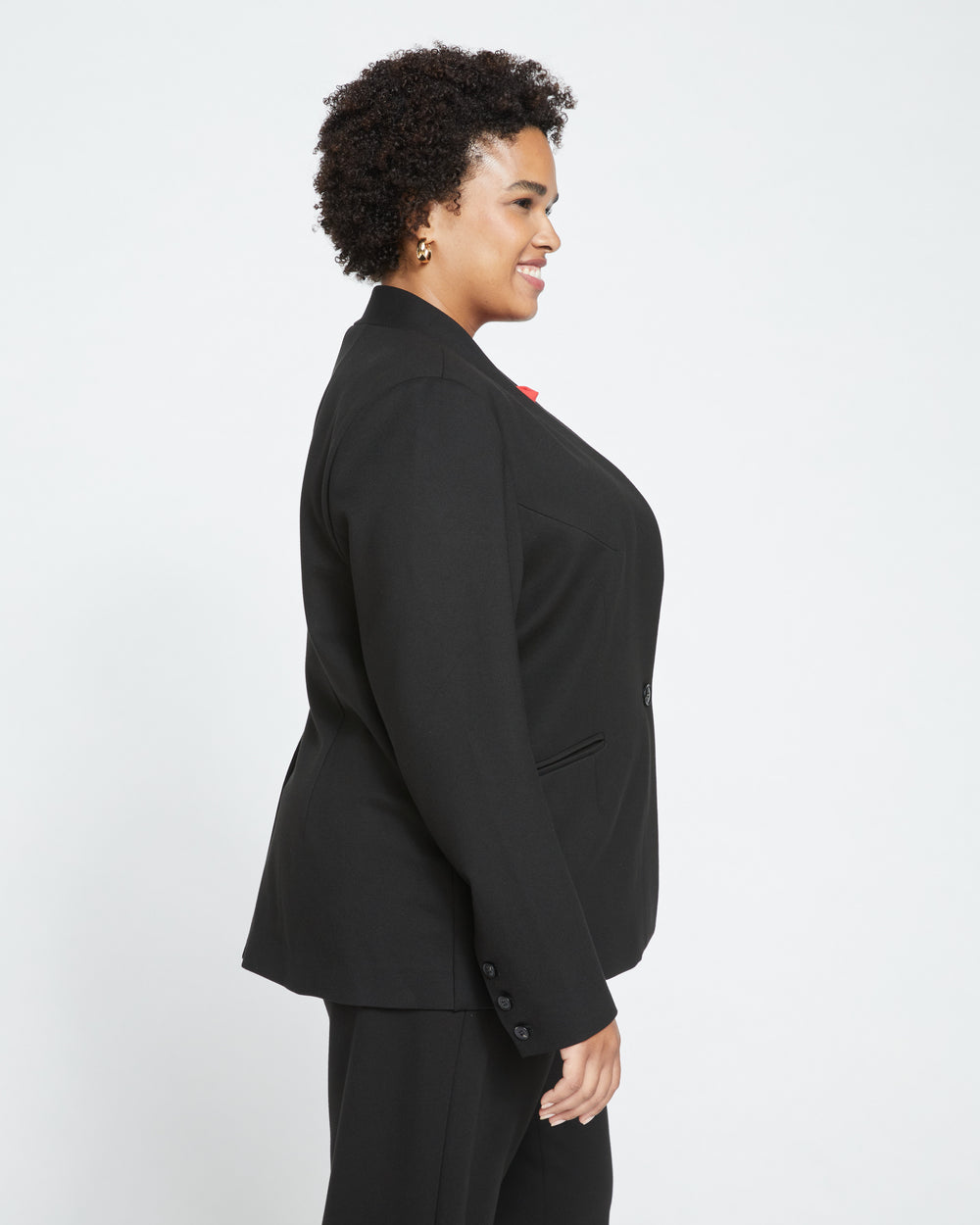 Lennox Collarless Ponte Blazer - Black