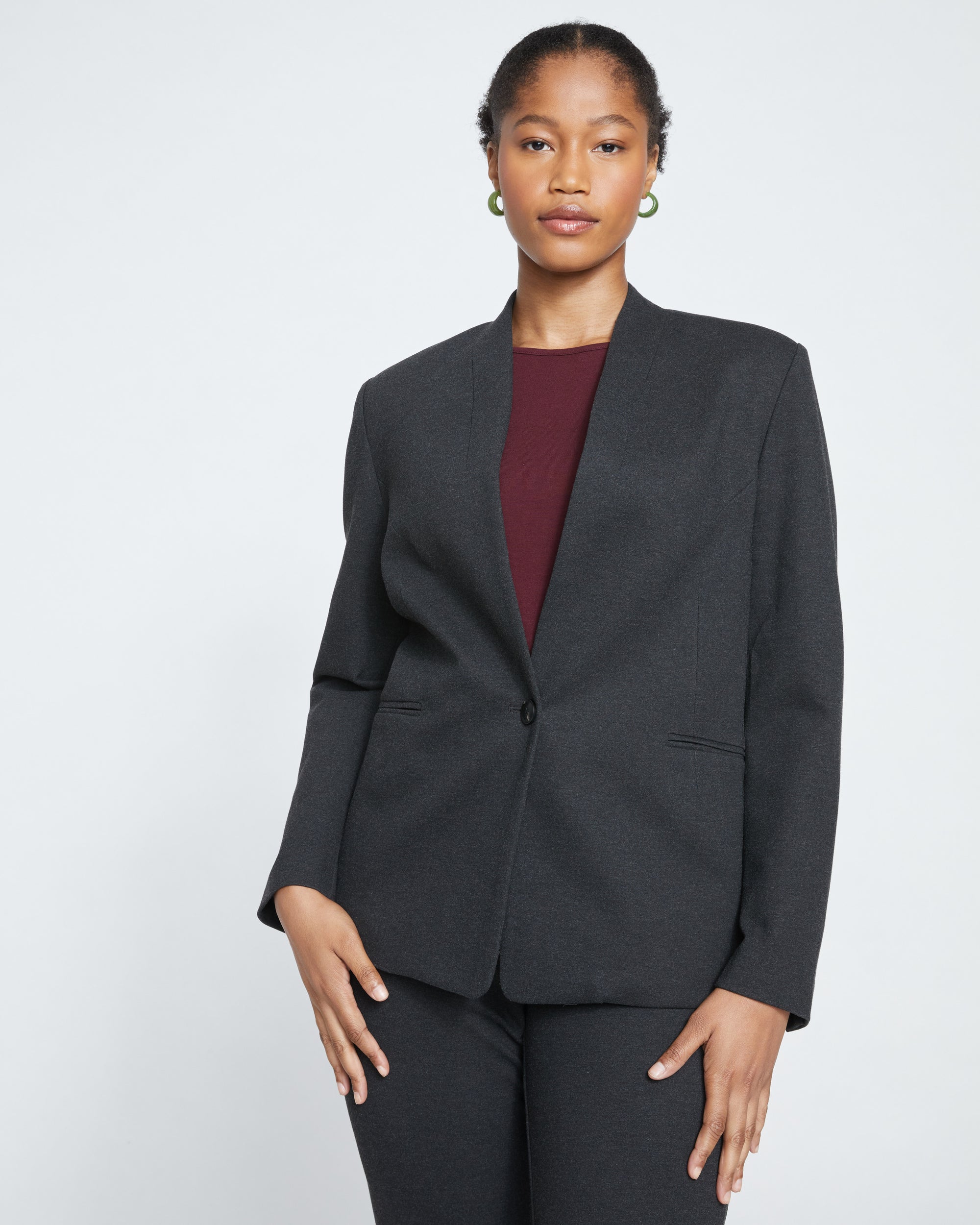 Lennox Collarless Ponte Blazer - Graphite | Plus Size & Straight Size Women's Fashion | Universal Standard