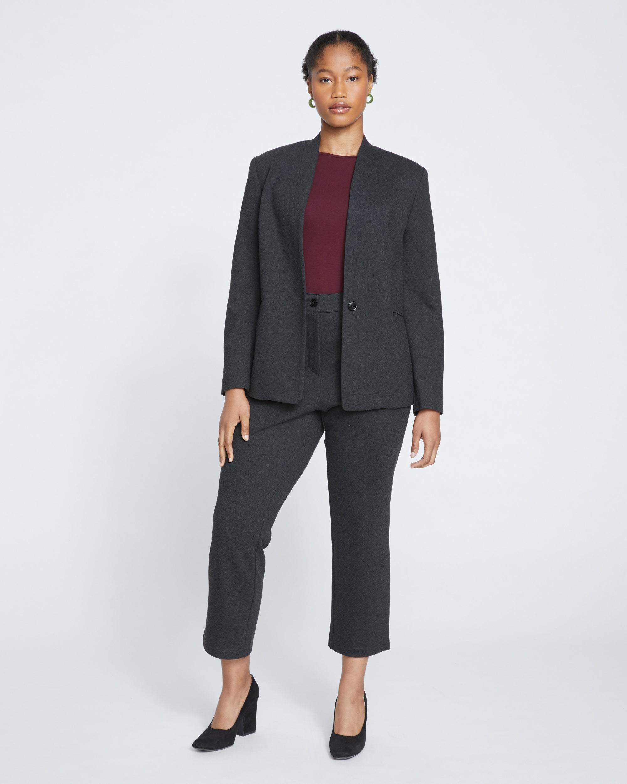 Lennox Collarless Ponte Blazer - Graphite | Plus Size & Straight Size Women's Fashion | Universal Standard