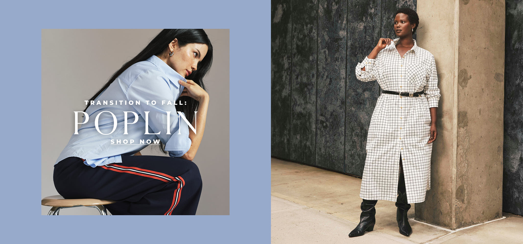 transition to fall: poplin - shop now