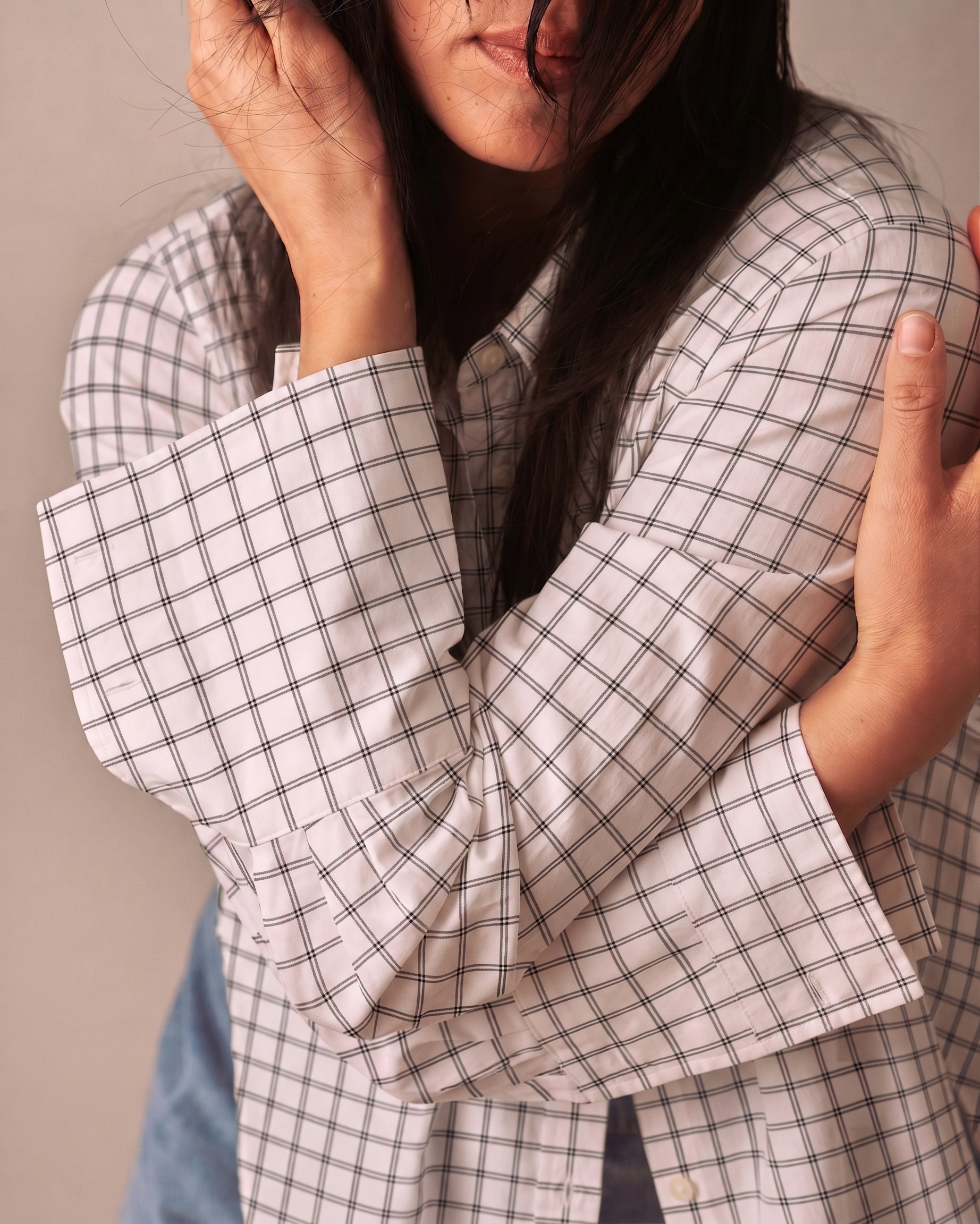 Henning x US Madison Shirt - White Windowpane Check | Plus Size & Straight Size Women's Fashion | Universal Standard
