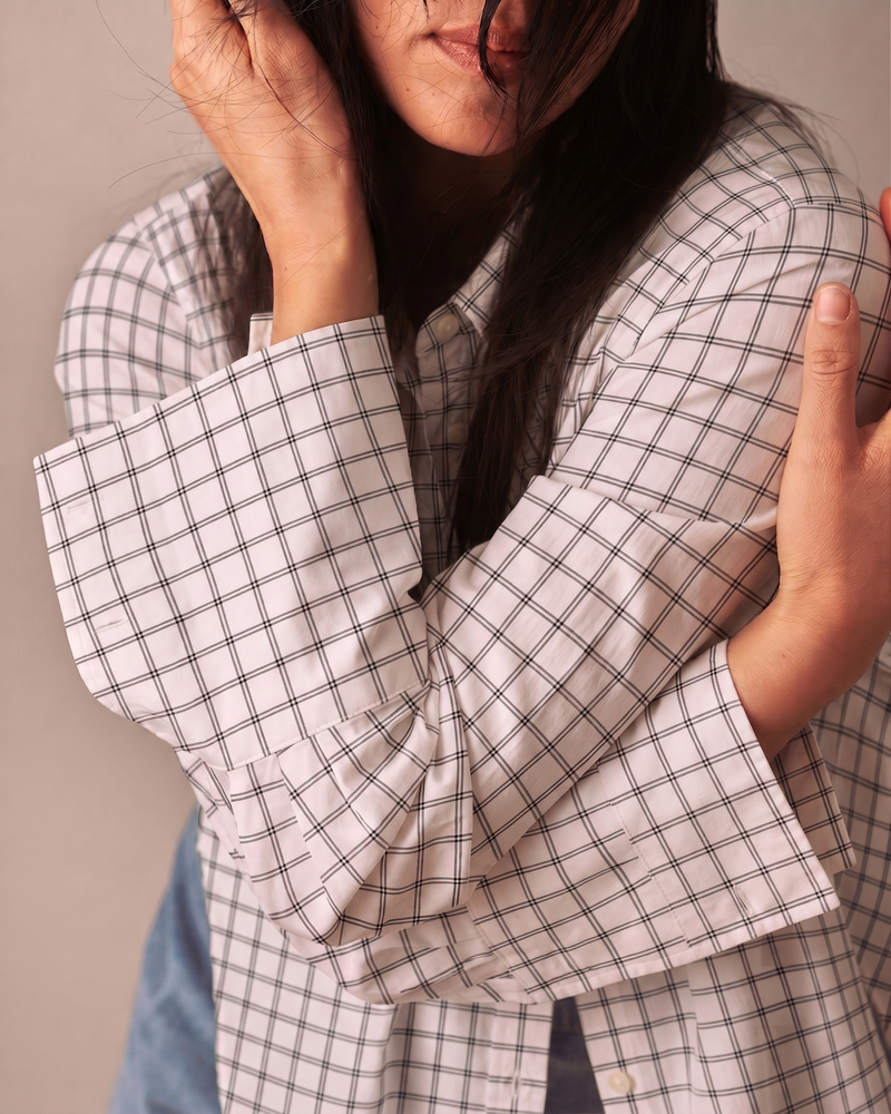 Henning x US Madison Shirt - White Windowpane Check | Plus Size & Straight Size Women's Fashion | Universal Standard