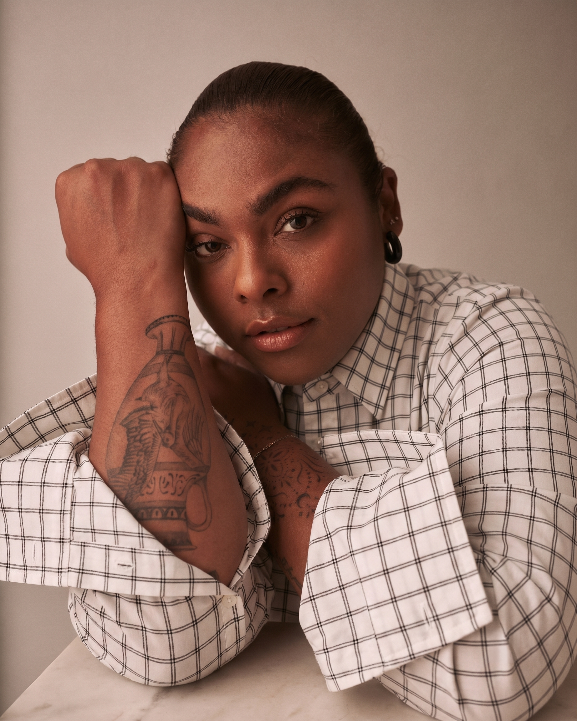 Henning x US Madison Shirt - White Windowpane Check | Plus Size & Straight Size Women's Fashion | Universal Standard