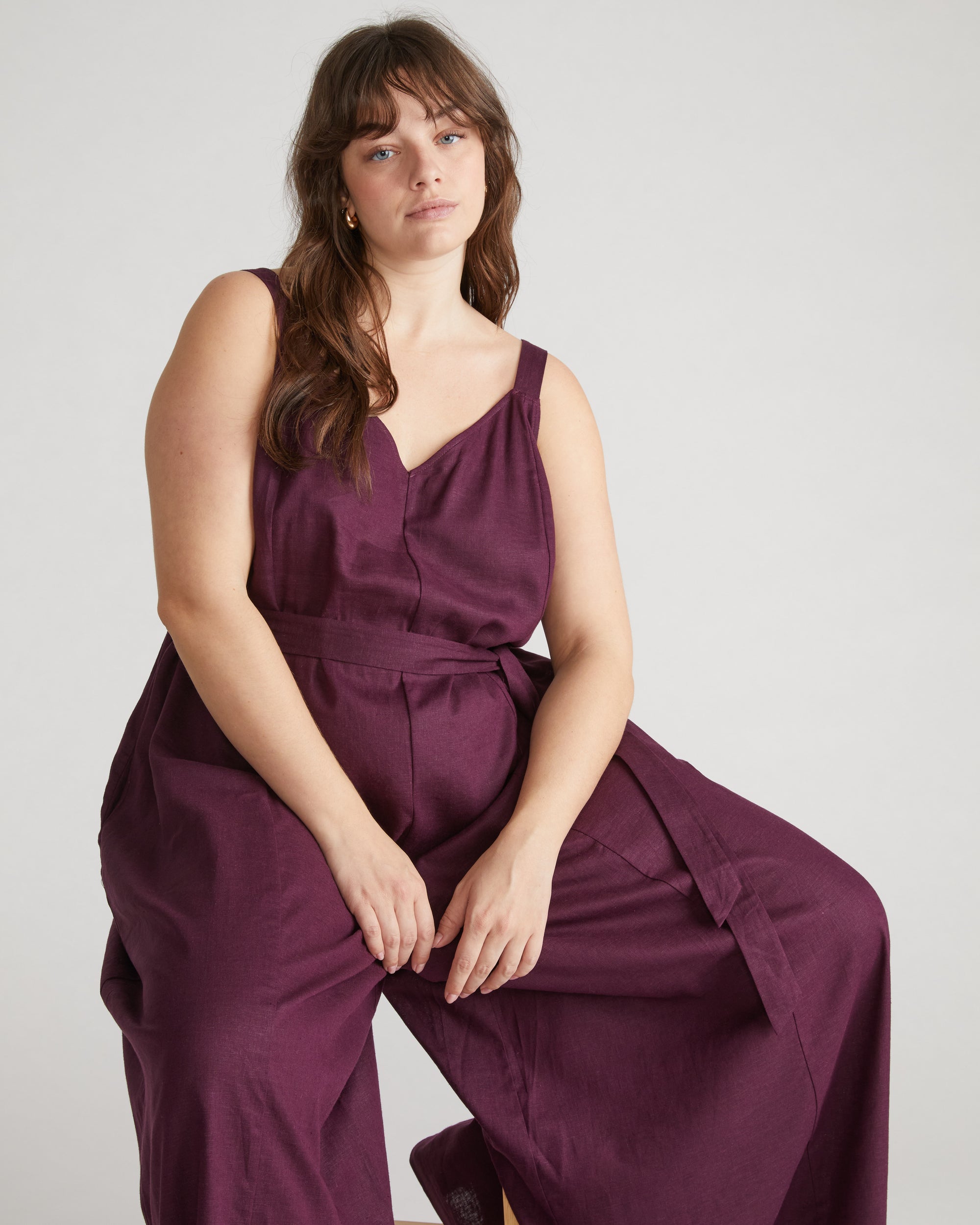 Promenade Linen Blend Jumpsuit - Acai | Plus Size & Straight Size Women's Fashion | Universal Standard