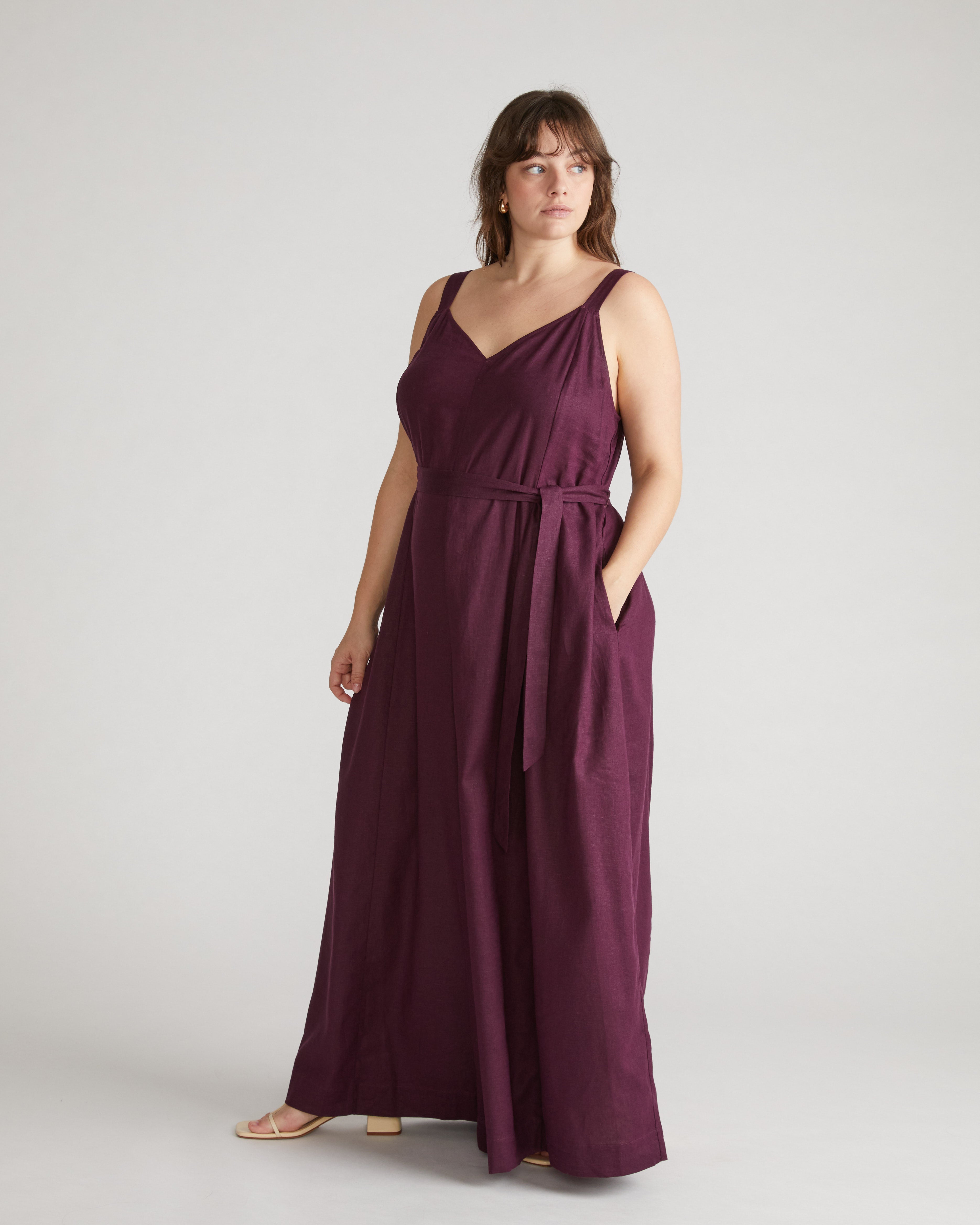Promenade Linen Blend Jumpsuit - Acai – Universal Standard