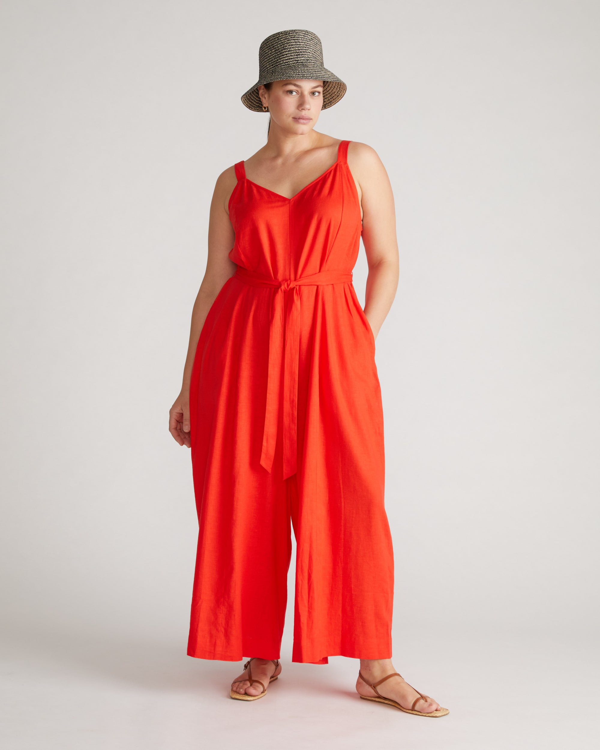 Promenade Linen Blend Jumpsuit - Shoreline Sunset | Plus Size & Straight Size Women's Fashion | Universal Standard