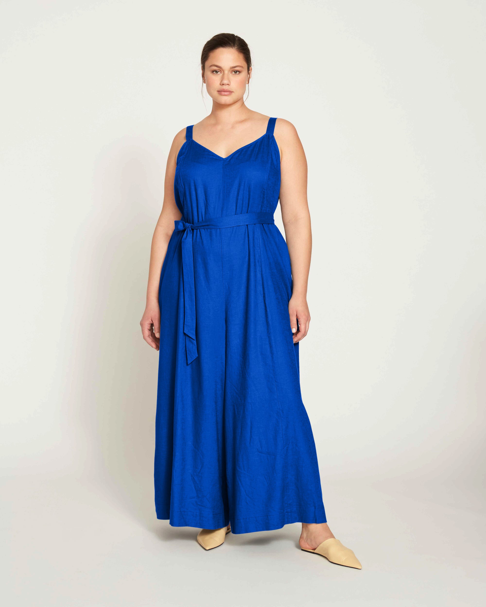 Promenade Linen Jumpsuit - Ultramarine