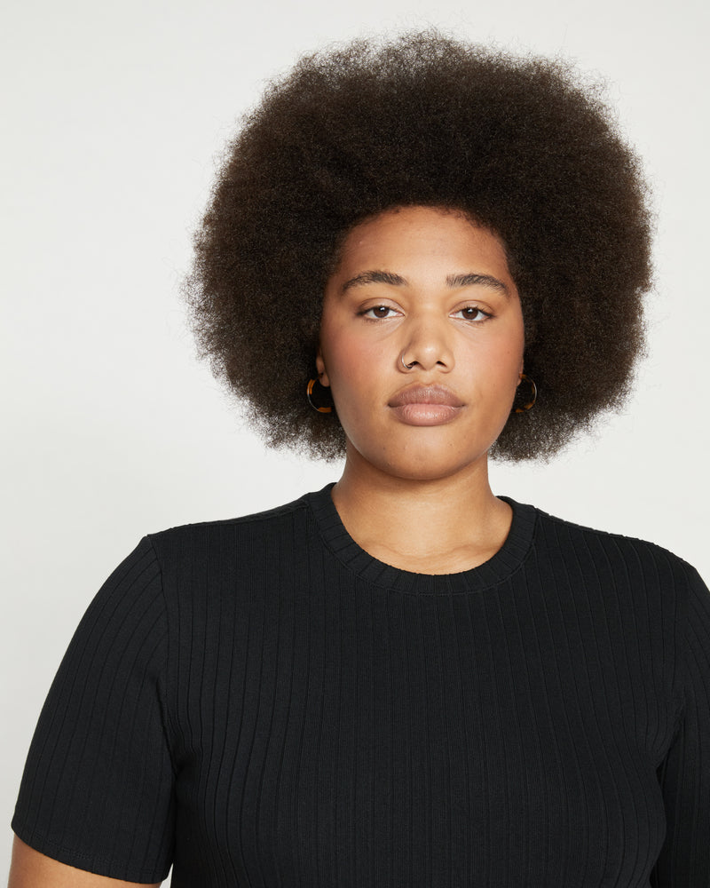 Aspen Rib T-Shirt Dress - Black