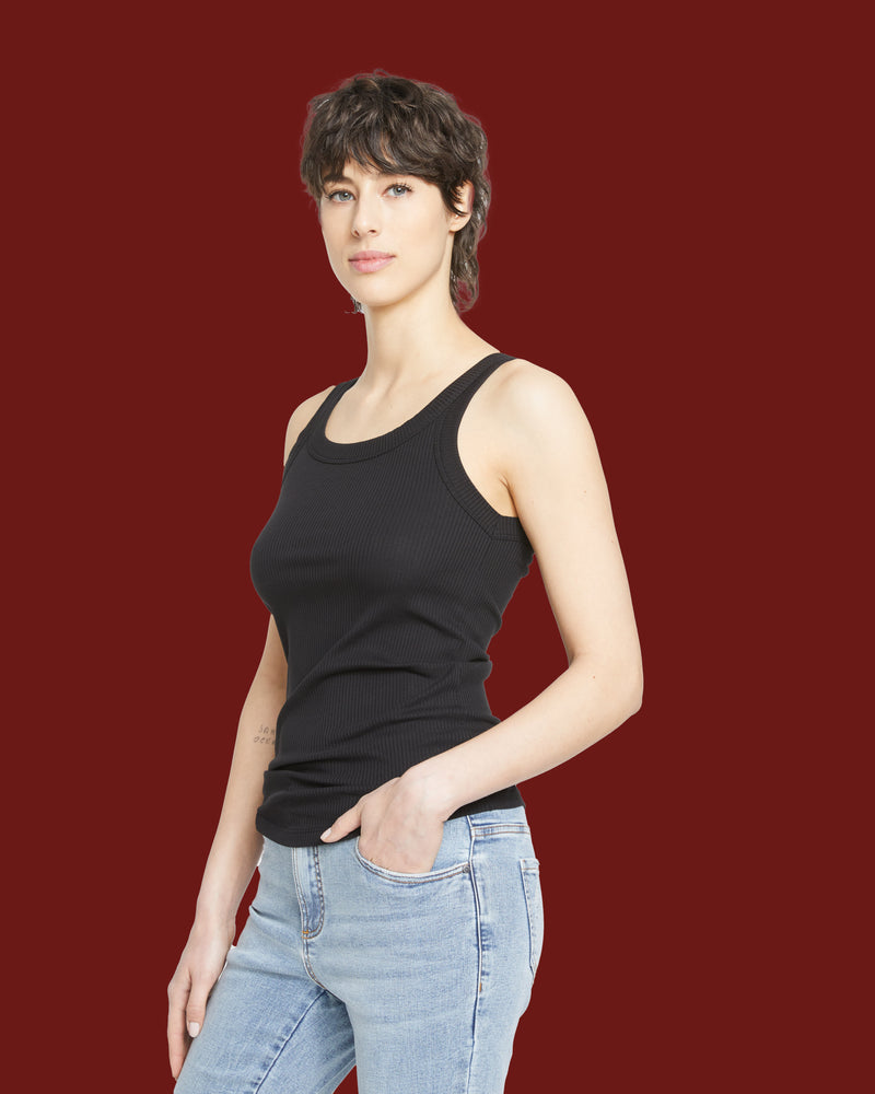 Roitfeld Ribbed Tank - Black