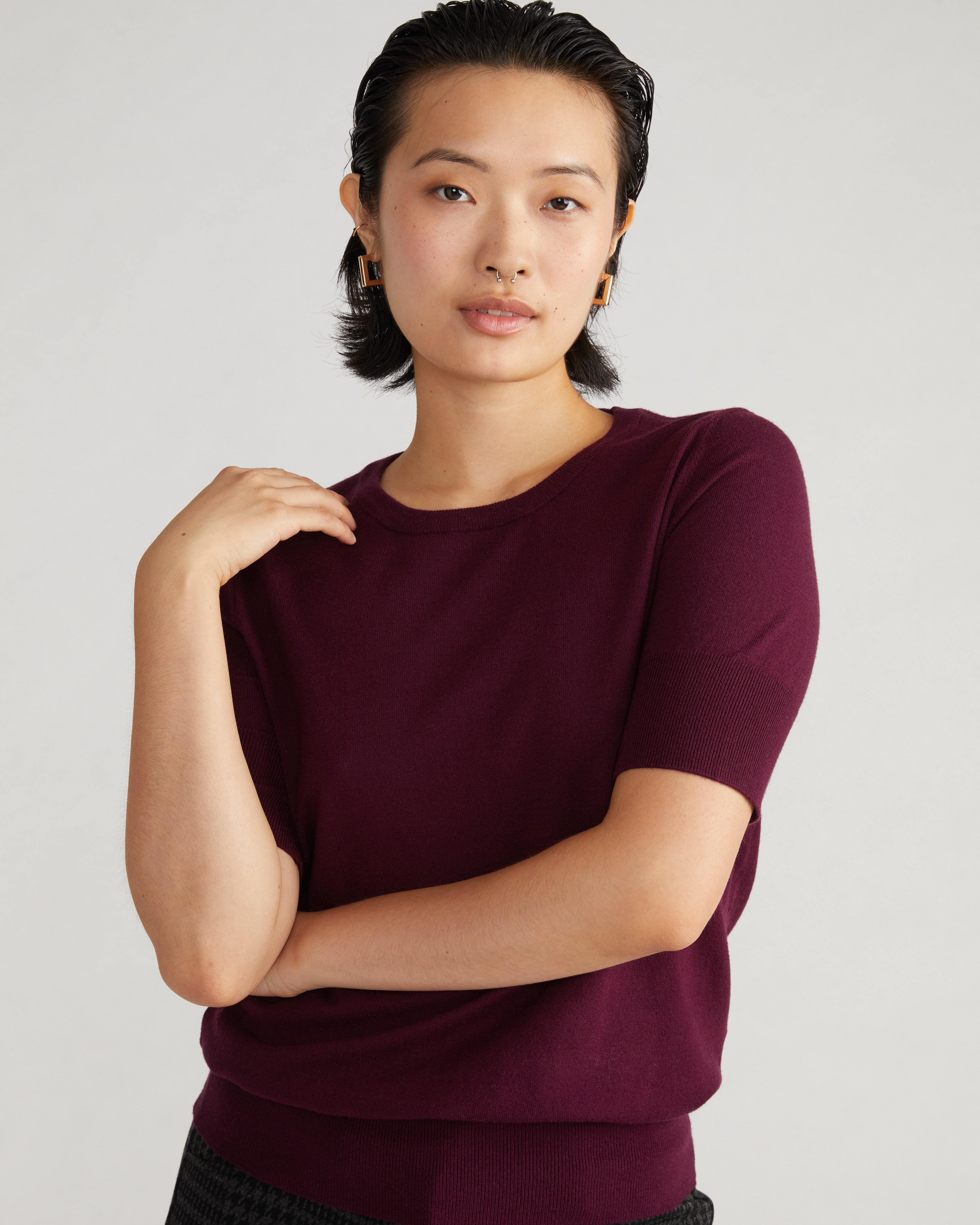Savvy Fine Knit Sweater Top - Black Cherry – Universal Standard