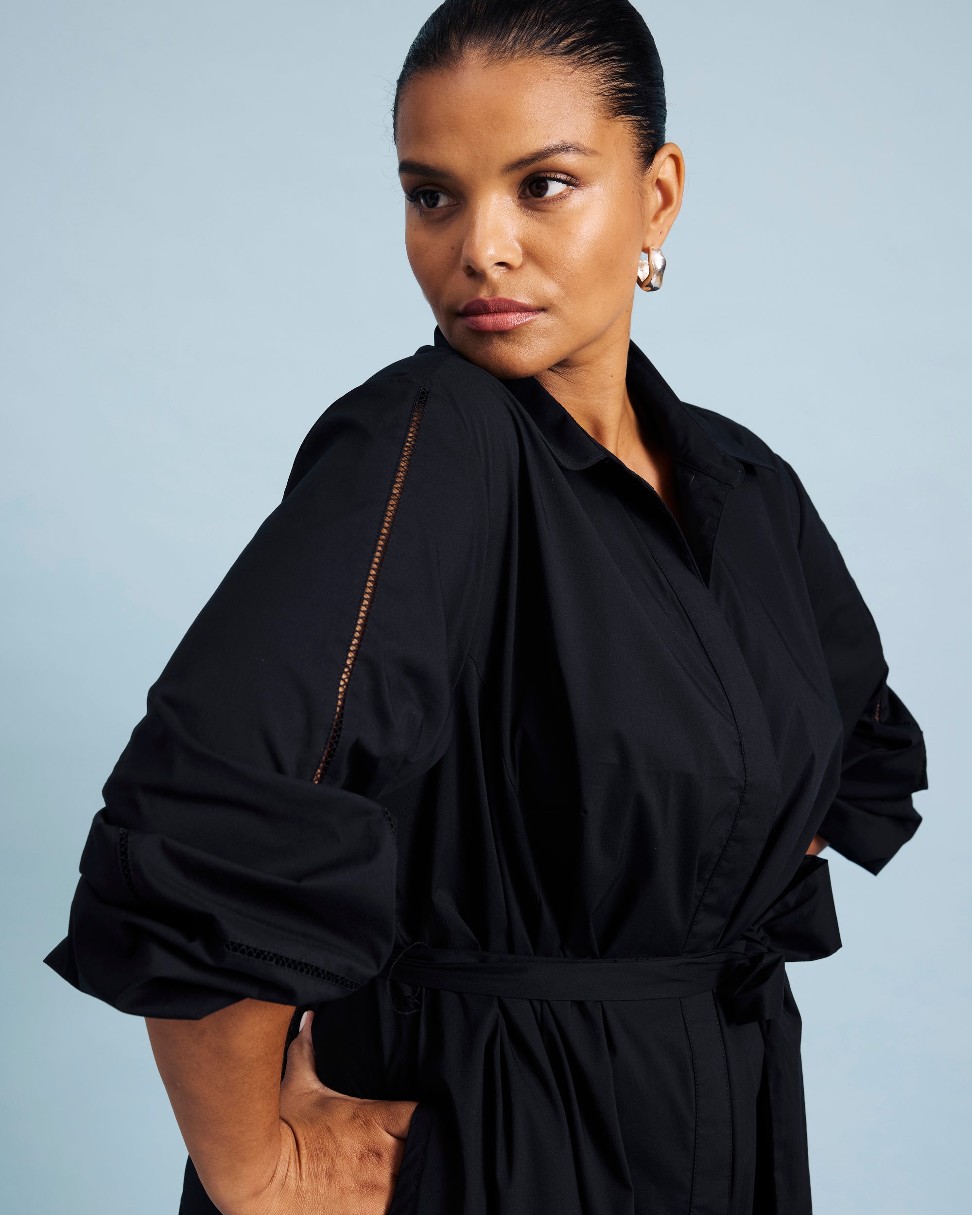 Claire Stretch Poplin Shirtdress - / Black- Size2XS - by Universal Standard Claire Stretch Poplin Shirtdress - / Black- Size2XS - by Universal Standard