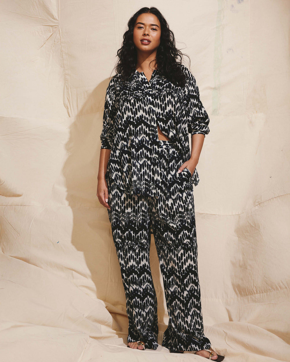Toni Hi Low Tunic - Indigo Waterfall Print