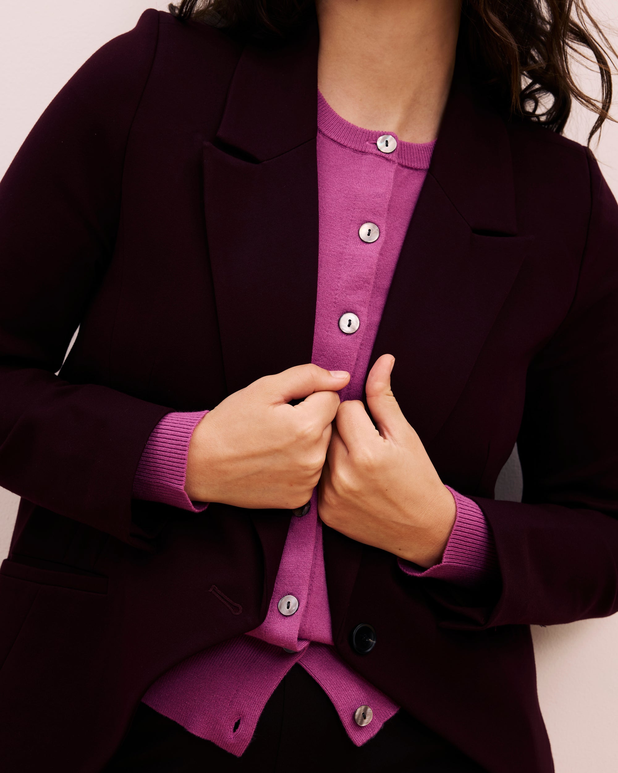 Bianca Double Breasted Ponte Blazer - Black Cherry
