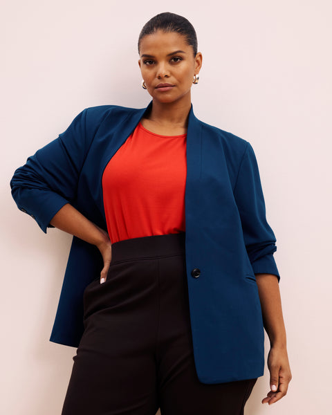 Lennox Collarless Ponte Blazer - Deep Teal – Universal Standard
