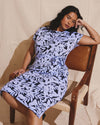 Belted Divine Jersey Dress - Petal Palette Print in Jacaranda