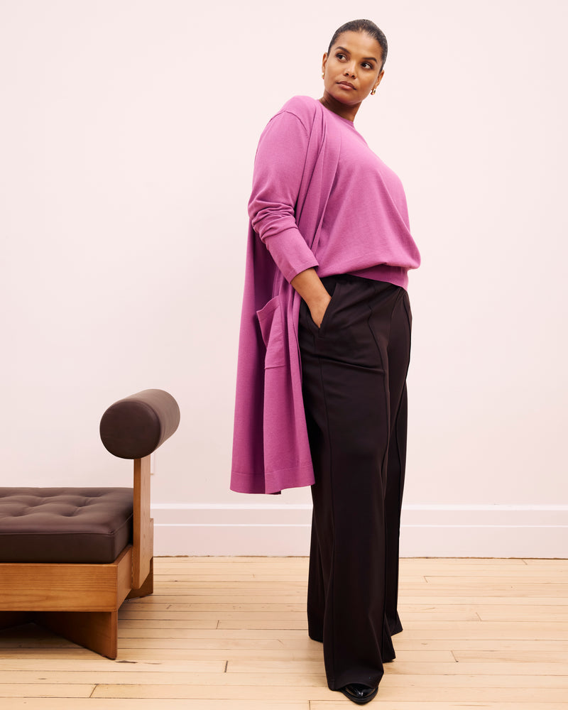 Savvy Double Knit Sweater Cardigan - Purple Vision