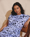 Belted Divine Jersey Dress - Petal Palette Print in Jacaranda