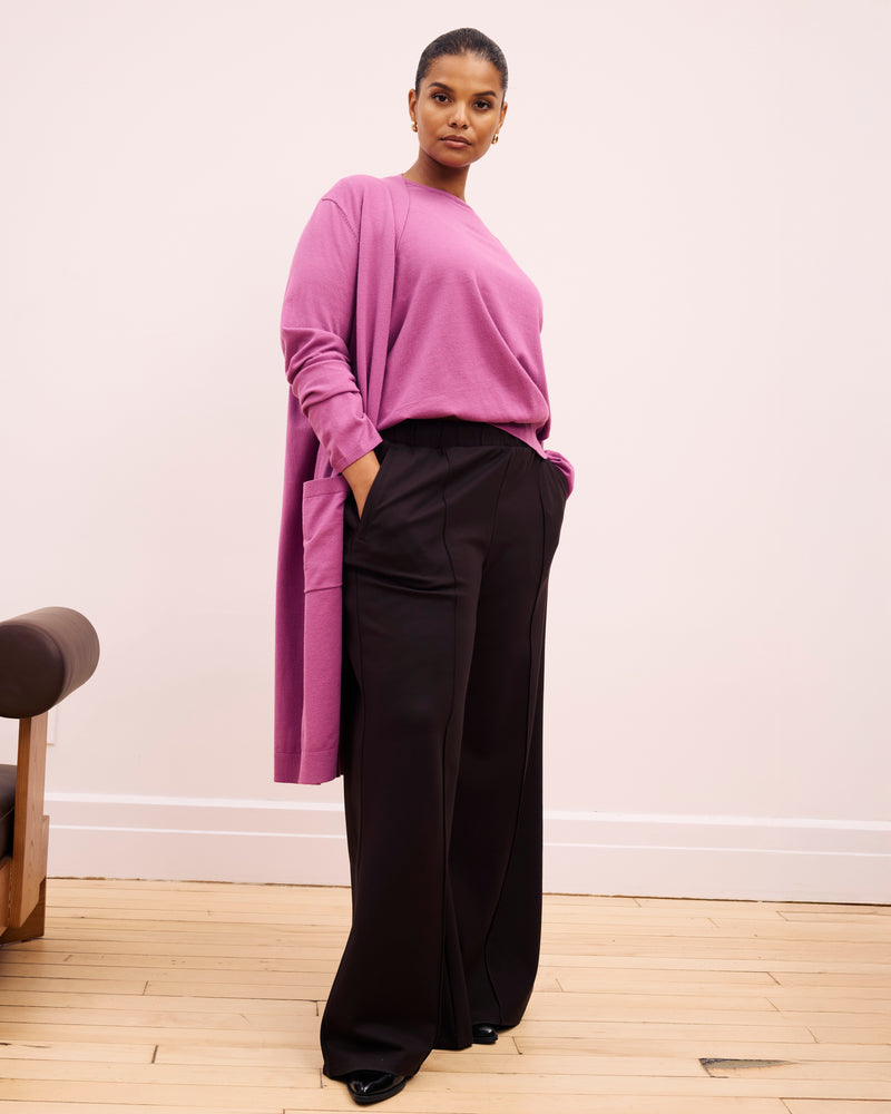 Pam Pintuck Wide Leg Ponte Pants - Espresso
