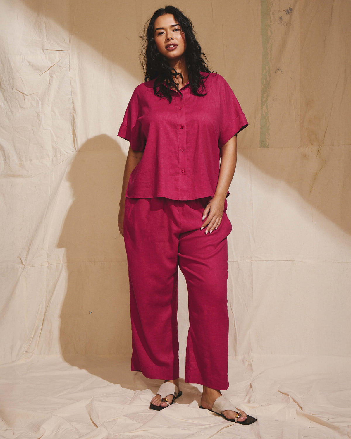 Iris Linen Blend Easy Pull-On Pants - Cerise | Plus Size & Straight Size Women's Fashion | Universal Standard