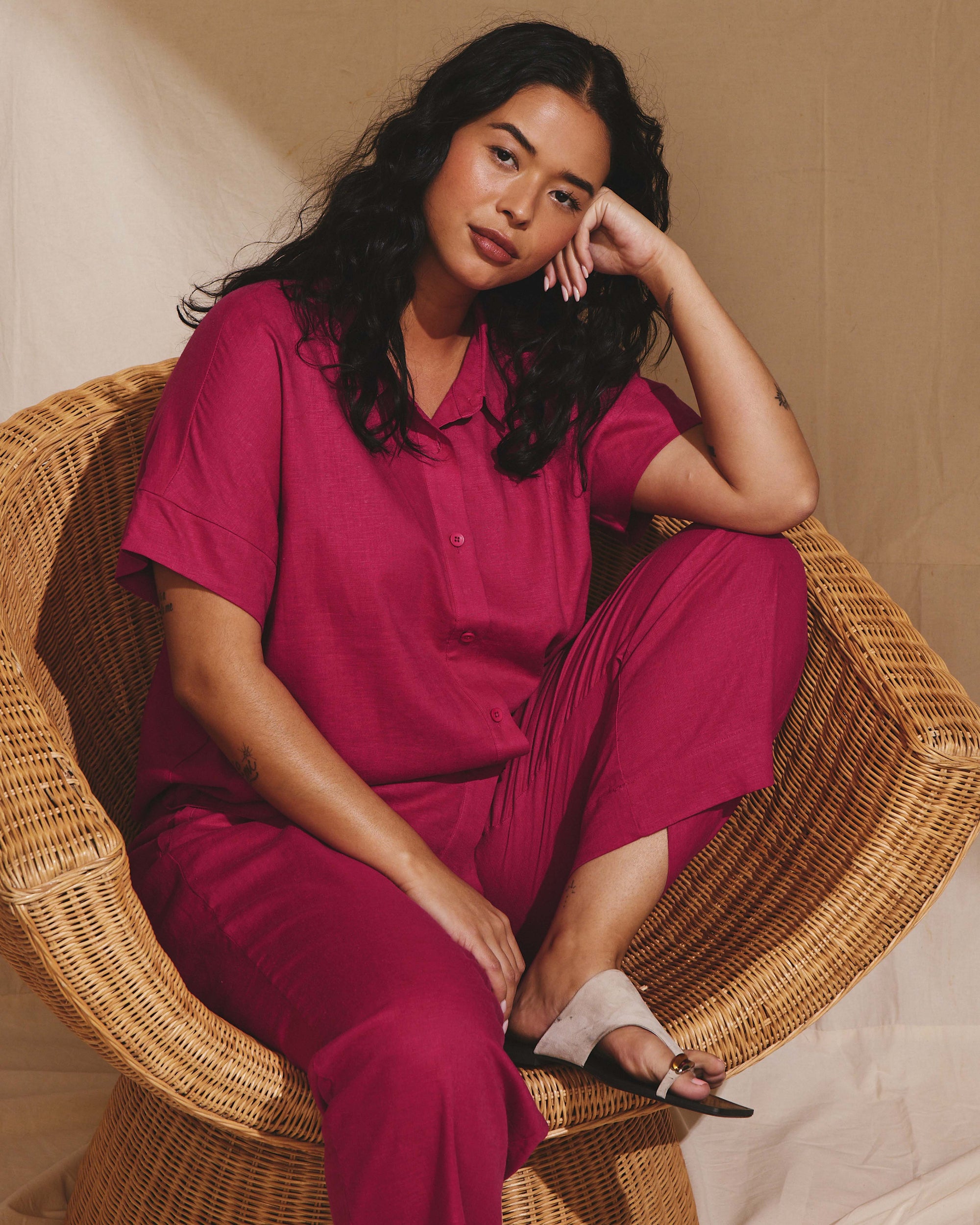 Tupelo Linen Shirt - Cerise